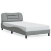 vidaXL Bed Frame with LED without Mattress "Hvar" Light Grey 100x190 cm Fabric