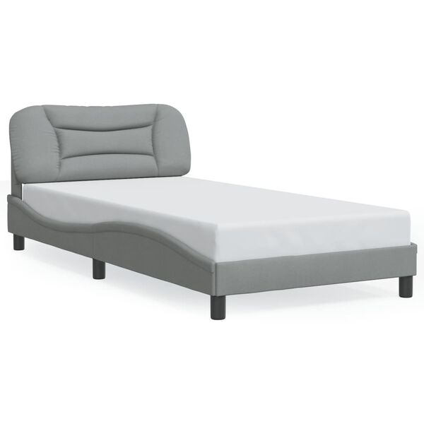 vidaXL Bed Frame with LED without Mattress "Hvar" Light Grey 100x190 cm Fabric