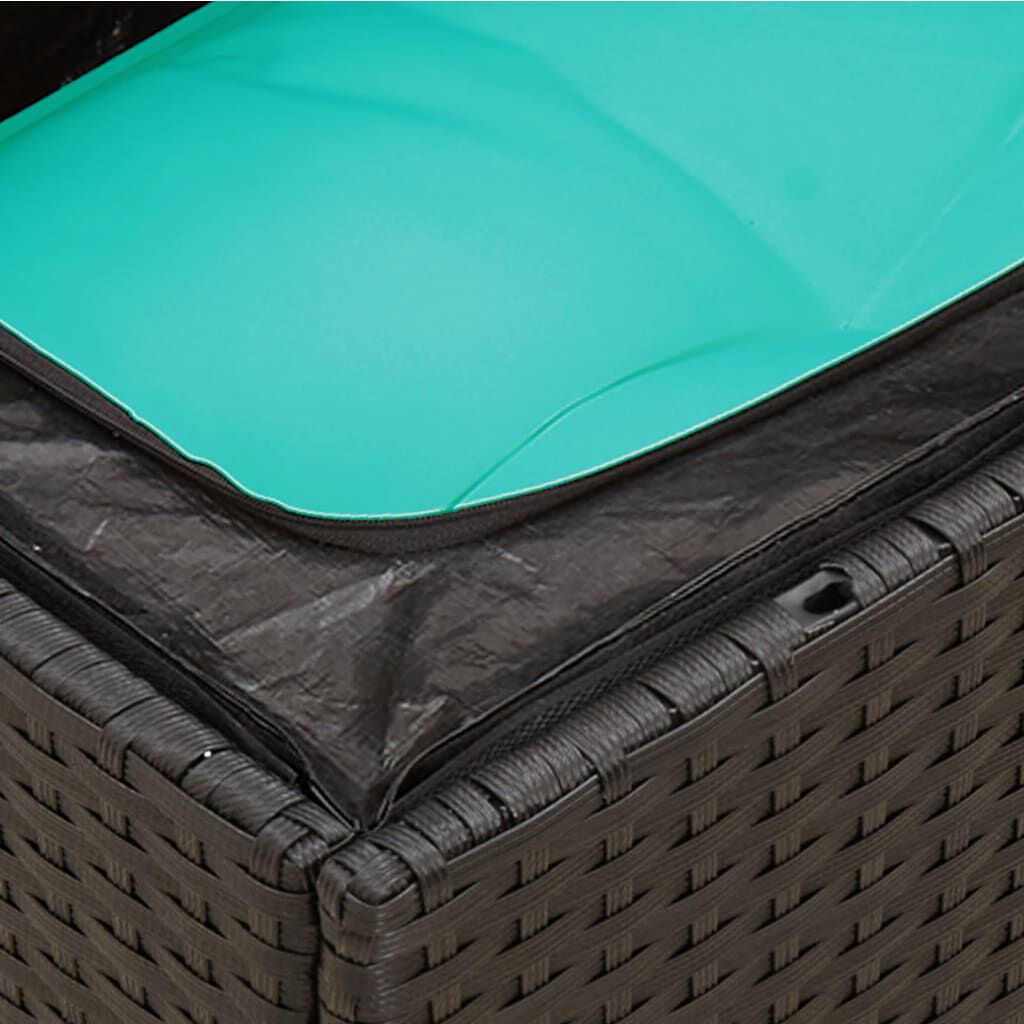 vidaXL Garden Chair Armless with Cushions Black Poly Rattan