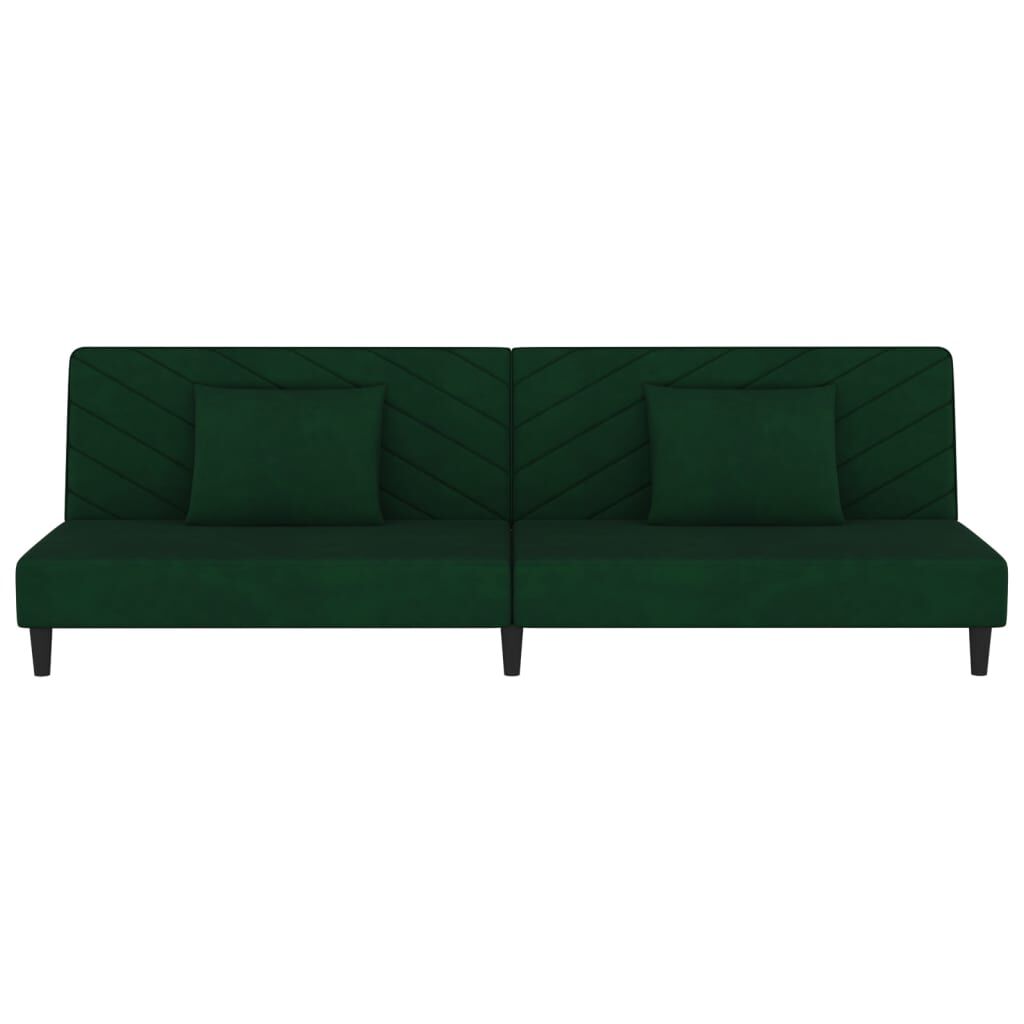 vidaXL 2-Seater Sofa Bed with Two Pillows Dark Green Velvet