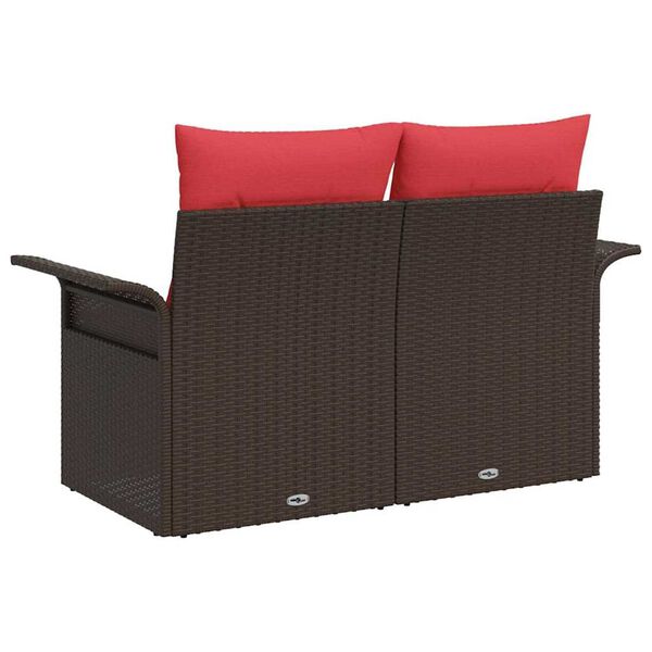 vidaXL Garden Sofa with Cushion Brown 141 x 62 x 69cm Poly Rattan