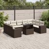 vidaXL 10 Piece Garden Sofa Set with Cushions Brown Poly Rattan