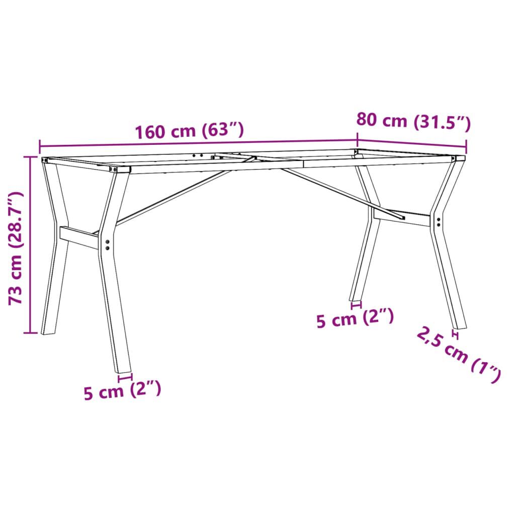vidaXL Dining Table Legs Y-Frame 160x80x73 cm Steel