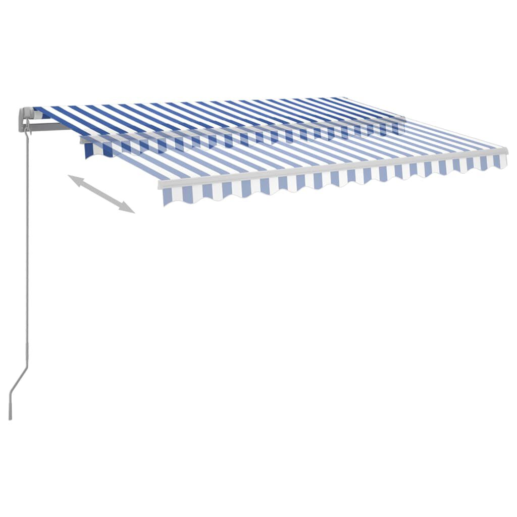 vidaXL Automatic Retractable Awning with Posts 3x2.5 m Blue&White