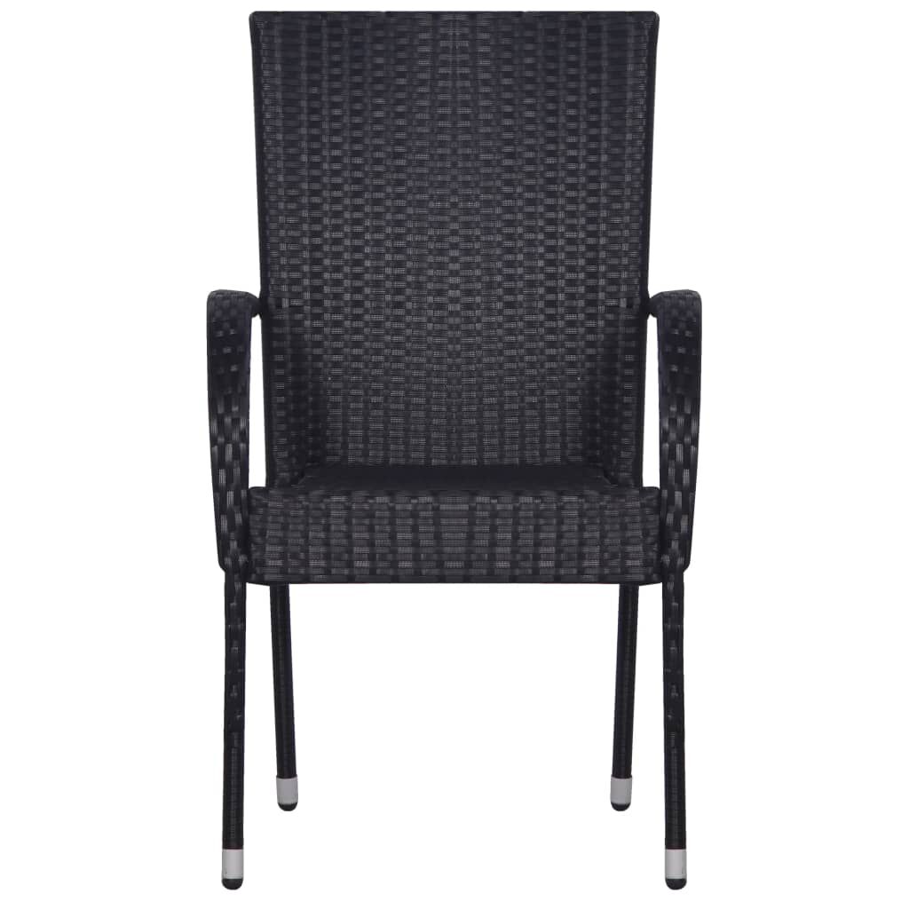 vidaXL 7 Piece Garden Dining Set Poly Rattan Black