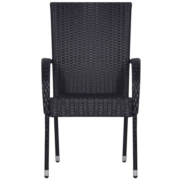 vidaXL 7 Piece Garden Dining Set Poly Rattan Black