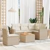 vidaXL 6 Piece Garden Sofa Set with Cushions Beige Poly Rattan