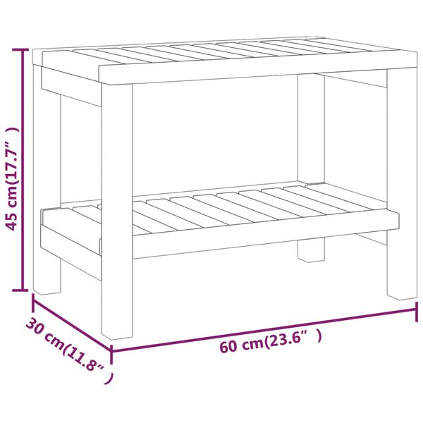 vidaXL Bathroom Side Table 60x30x45 cm Solid Wood Teak