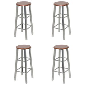 vidaXL Bar Stools 4 pcs Silver and Brown MDF