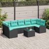 vidaXL Garden Sofa Set with Cushion Manual 8 pcs Black and Turquoise