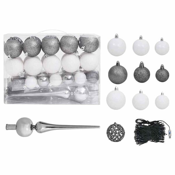 vidaXL Artificial Pre-lit Christmas Tree with Ball Set Pinecones 180 cm