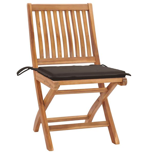 vidaXL Garden Chairs 2 pcs with Taupe Cushions Solid Teak Wood