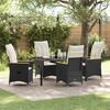 vidaXL Garden Dining Set with Cushion 5 pcs Black Poly Rattan