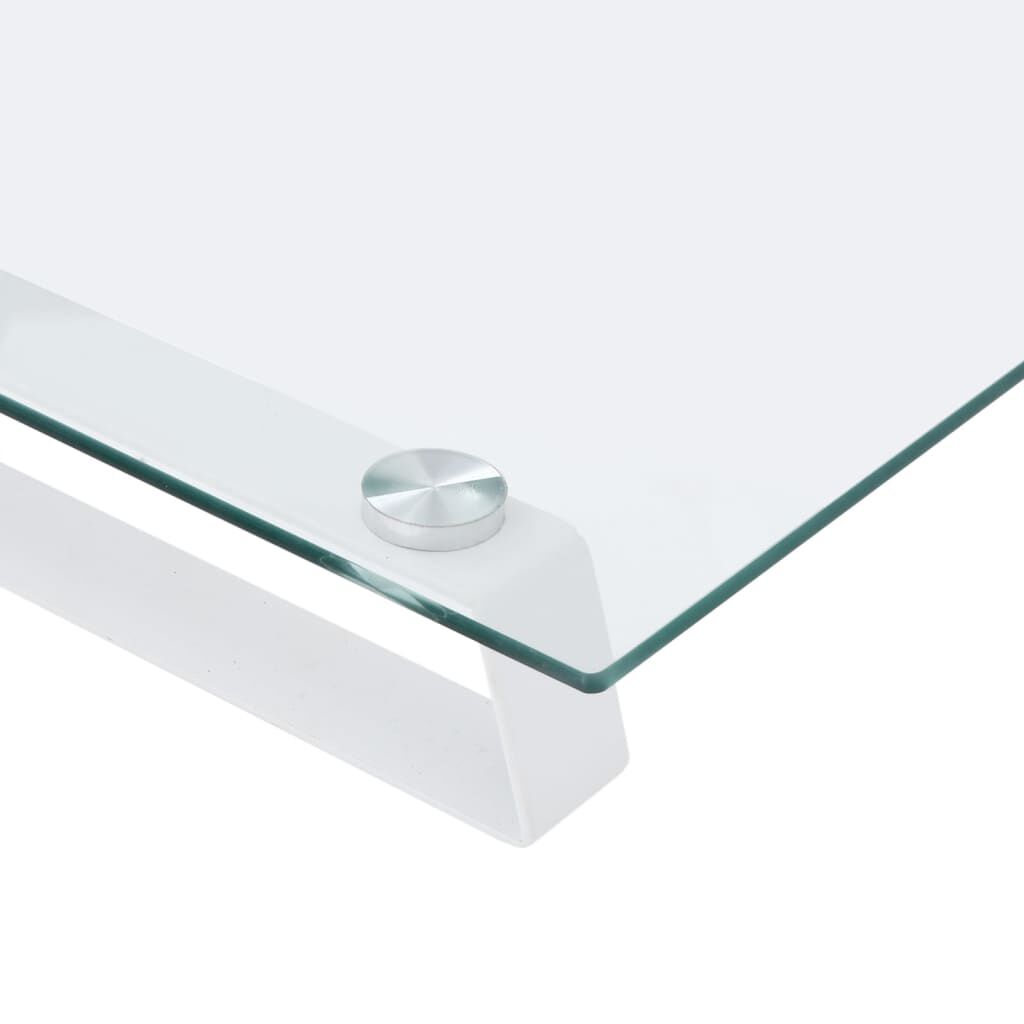 vidaXL Monitor Stand White 40x20x8 cm Tempered Glass and Metal
