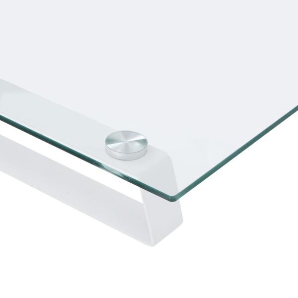 vidaXL Monitor Stand White 40x20x8 cm Tempered Glass and Metal