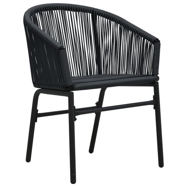 vidaXL 3 Piece Bistro Set with Cushions PE Rattan Black