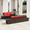 vidaXL Sofa Set with Cushion Manual 8 pcs Brown and Red Poly Rattan