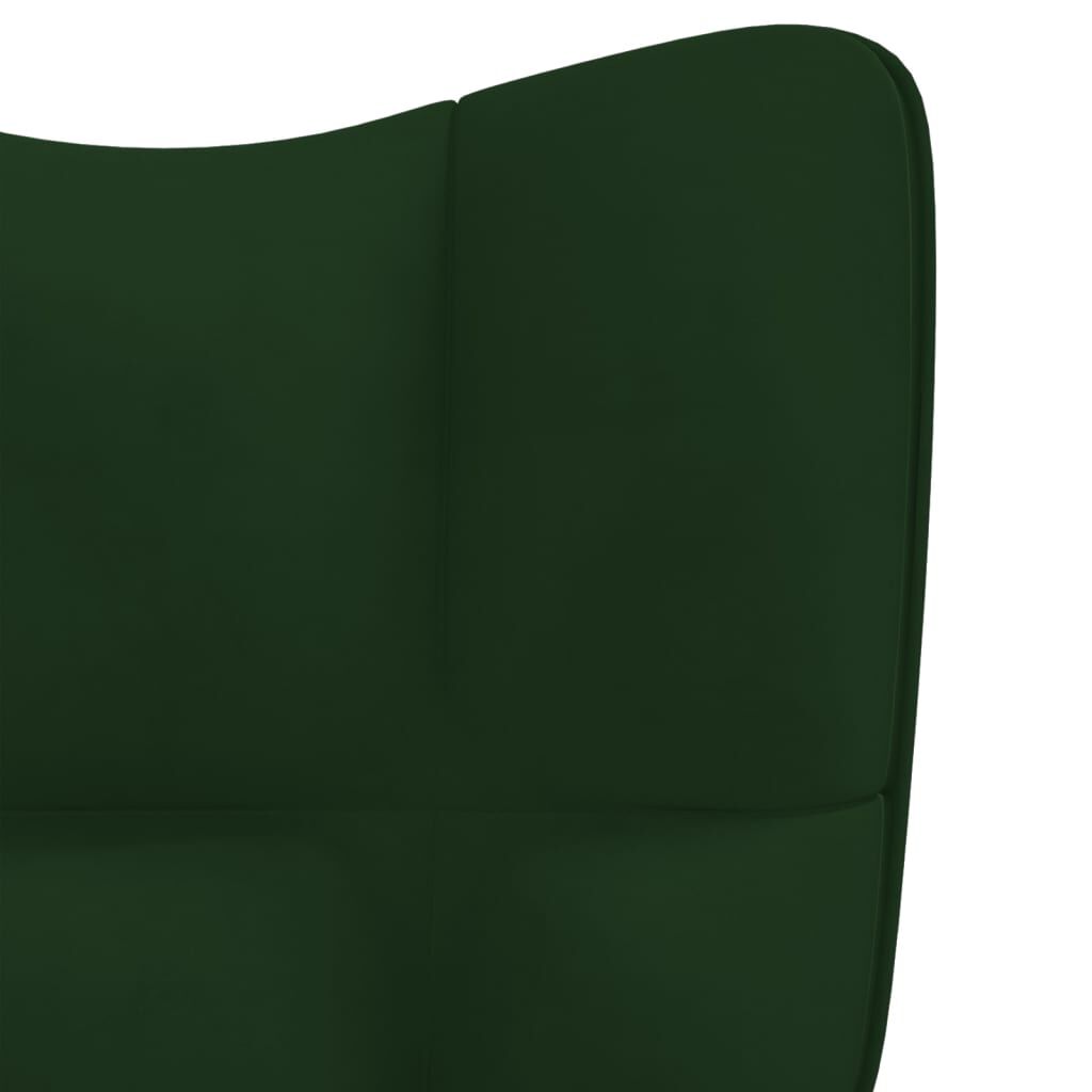 vidaXL Relaxing Chair with a Stool Dark Green Velvet
