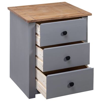 vidaXL Bedside Cabinet Grey 46x40x57 cm Pinewood Panama Range