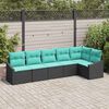vidaXL Sofa Set with Cushion 6 pcs Black Poly Rattan