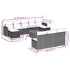 vidaXL 11 Piece Garden Sofa Set with Cushions Black Poly Rattan