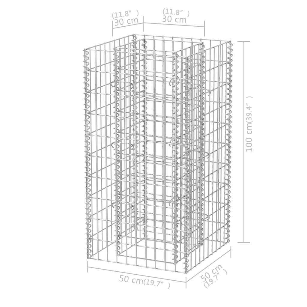 vidaXL Gabion Raised Bed Steel 50x50x100 cm