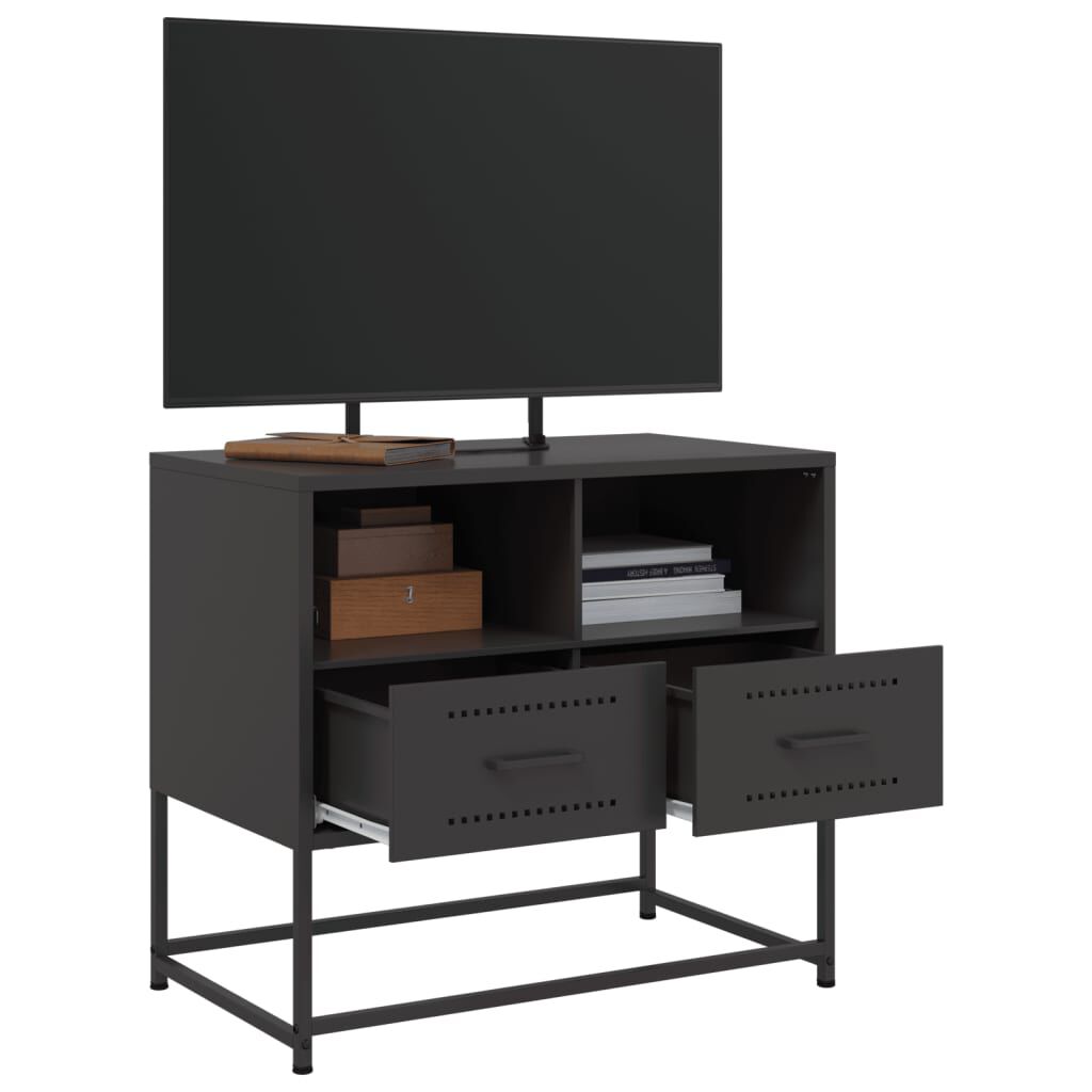 vidaXL TV Cabinet Black 68x39x60.5 cm Steel