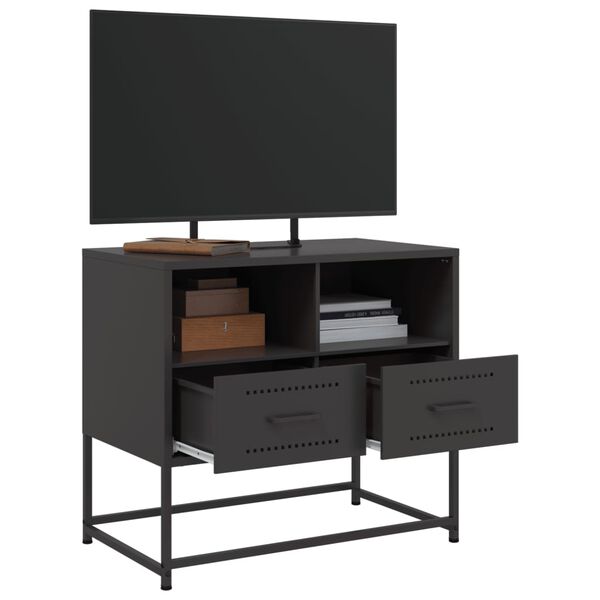 vidaXL TV Cabinet Black 68x39x60.5 cm Steel