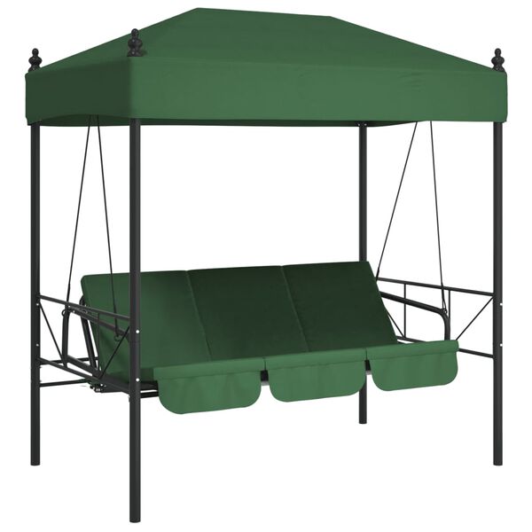 vidaXL Garden Swing Bench with Canopy Green&nbsp;Steel