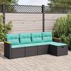 vidaXL 5 Piece Garden Sofa Set with Cushions Black Poly Rattan