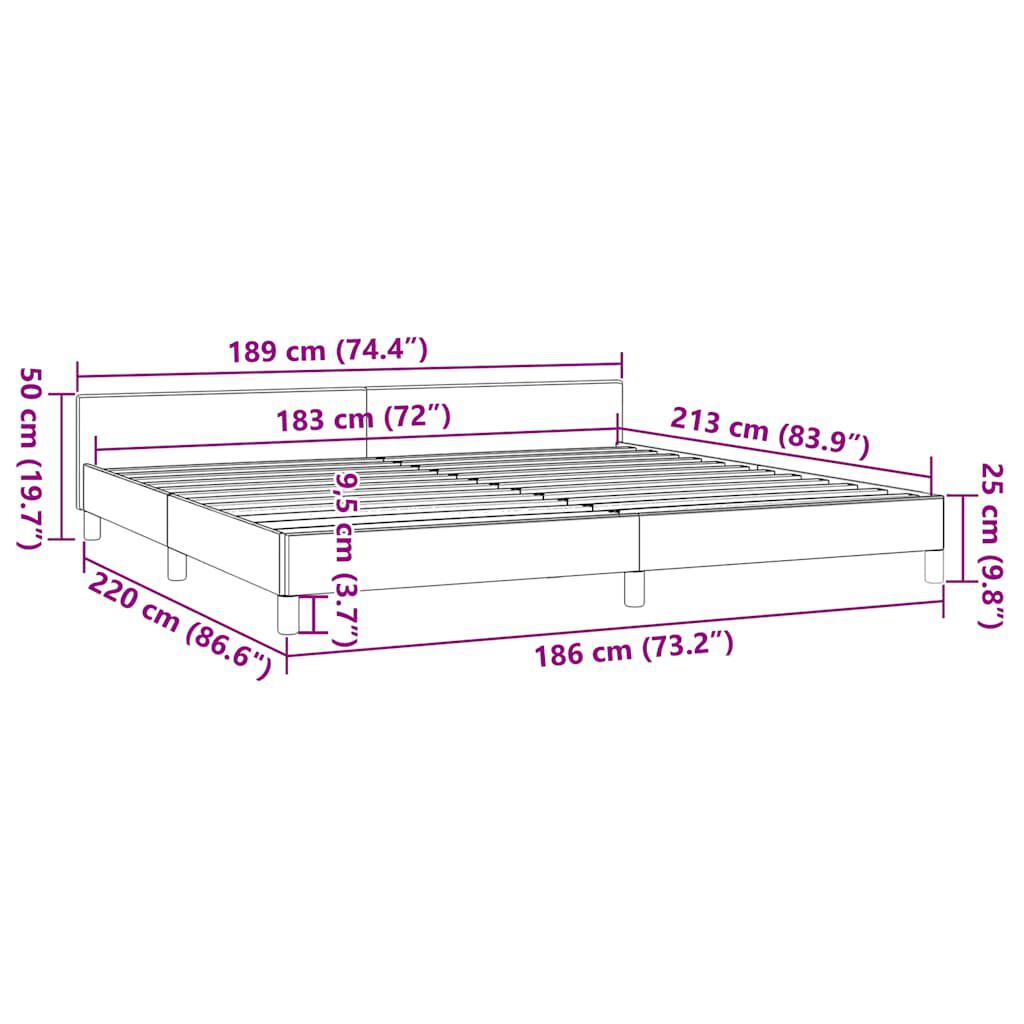 vidaXL Bed Frame without Mattress Light Grey 183x213 cm Velvet