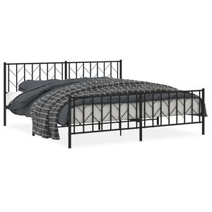 vidaXL Metal Bed Frame without Mattress with Footboard Black 193x203cm