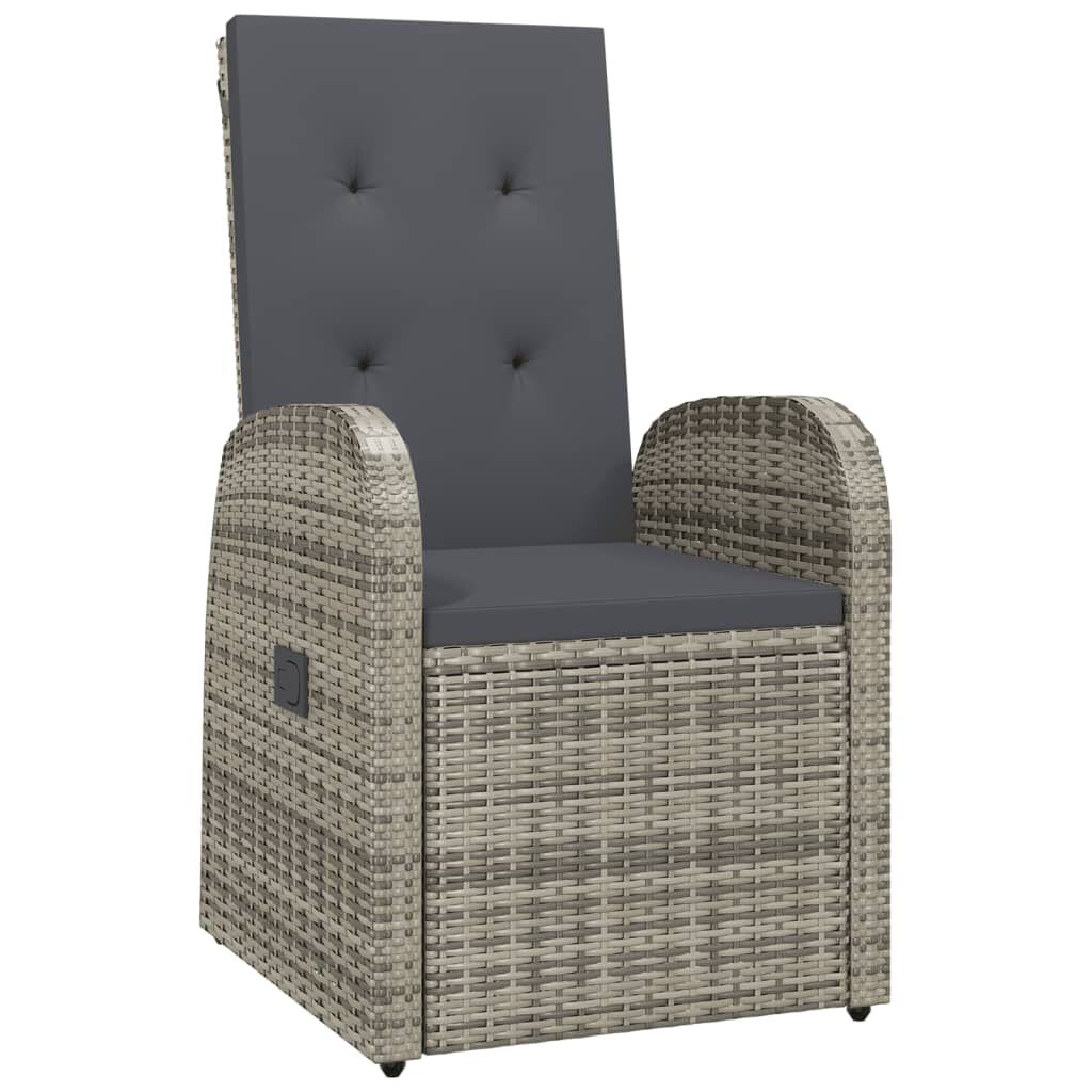 vidaXL Reclining Garden Chairs 2 pcs with Cushions Poly Rattan Grey