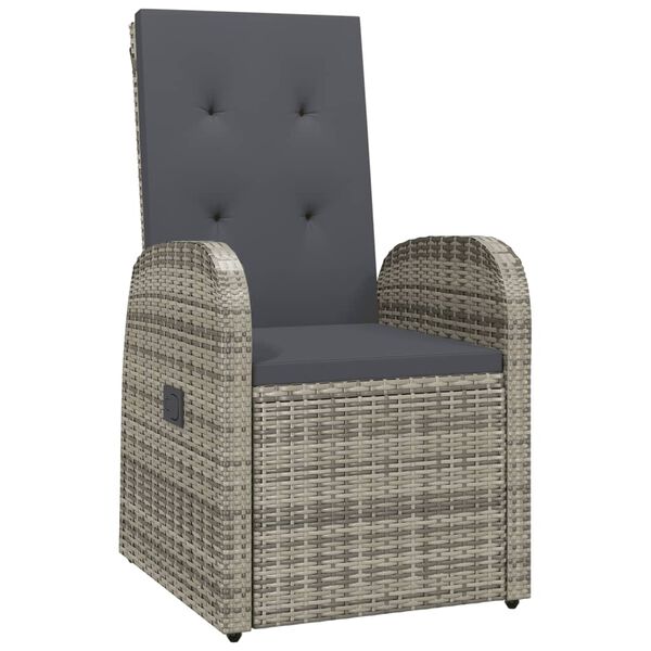 vidaXL Reclining Garden Chairs 2 pcs with Cushions Poly Rattan Grey