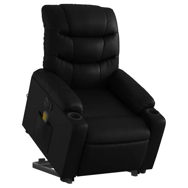 vidaXL Electric Stand up Massage Recliner Chair Black Faux Leather