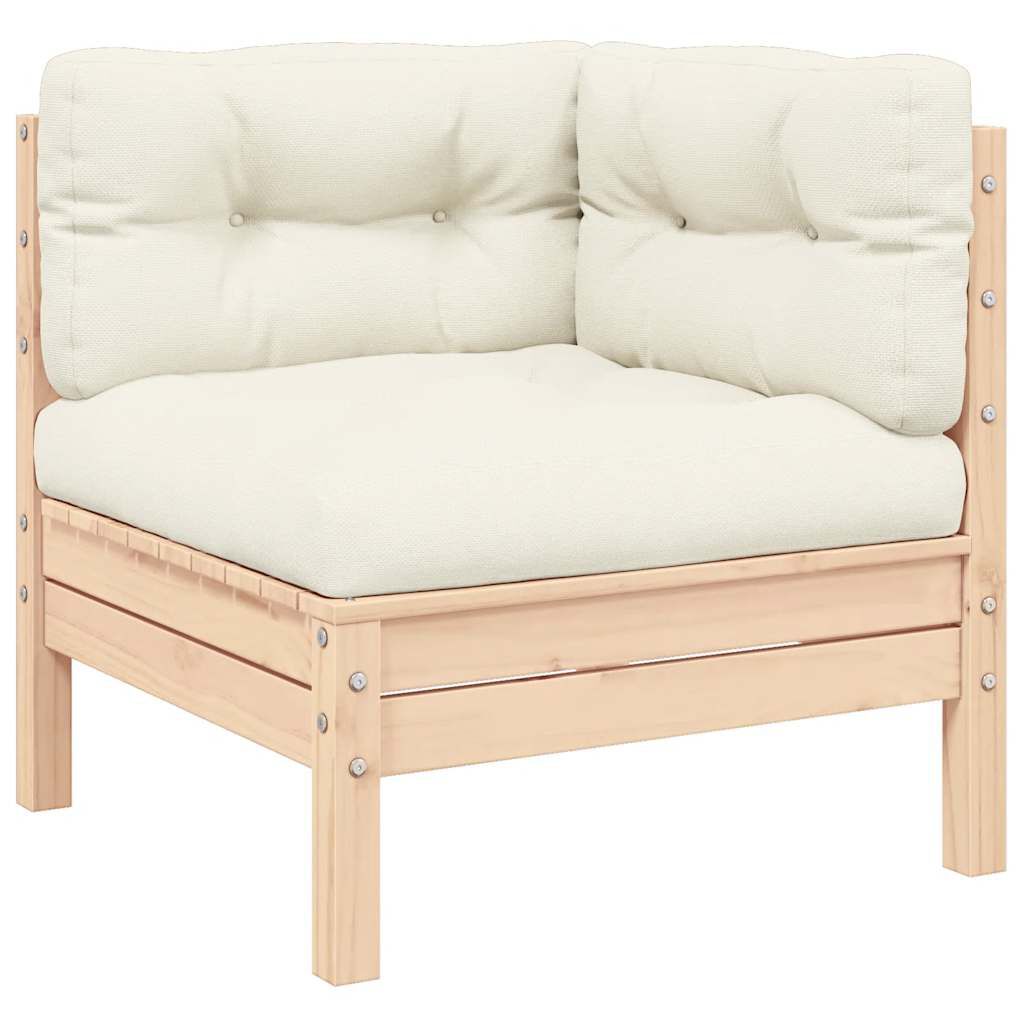 vidaXL 2-Seater Garden Sofa with Cream Cushions Solid Pinewood