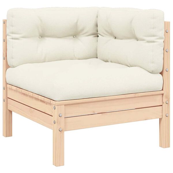 vidaXL 2-Seater Garden Sofa with Cream Cushions Solid Pinewood