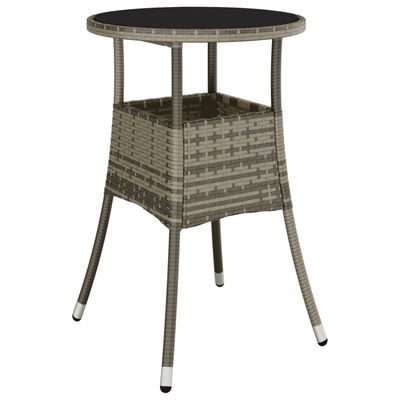 vidaXL 3 Piece Garden Bistro Set with Cushions Grey Poly Rattan