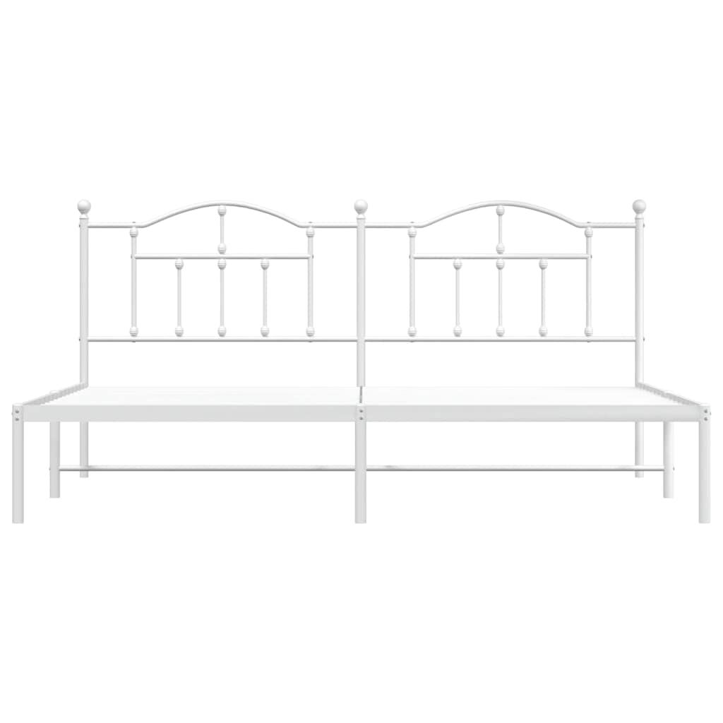vidaXL Metal Bed Frame without Mattress with Headboard White 193x203cm
