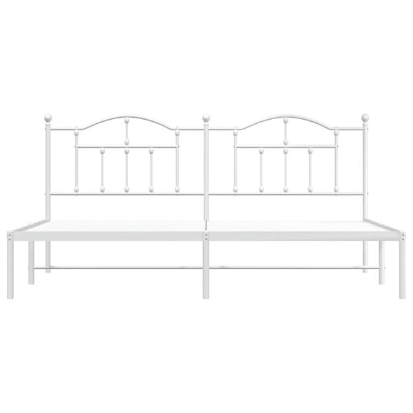 vidaXL Metal Bed Frame without Mattress with Headboard White 193x203cm