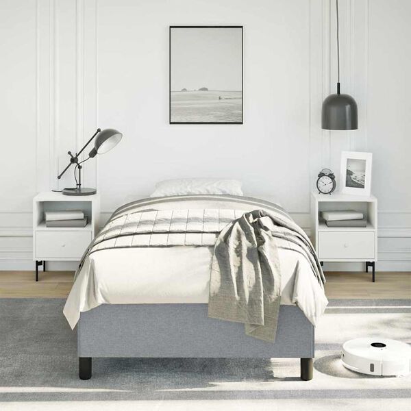 vidaXL Bed Frame without Mattress Light Grey 100x190 cm Twin Fabric