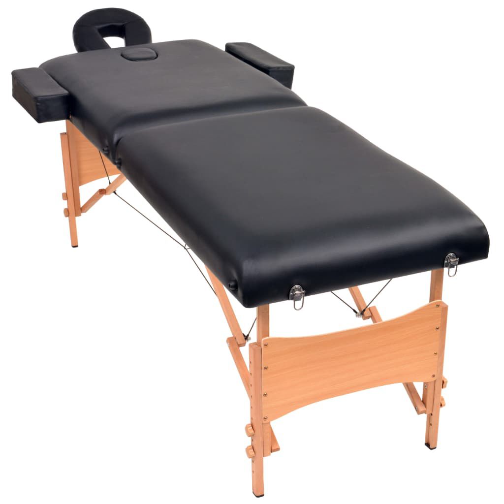 vidaXL 2-Zone Folding Massage Table 10 cm Thick Black