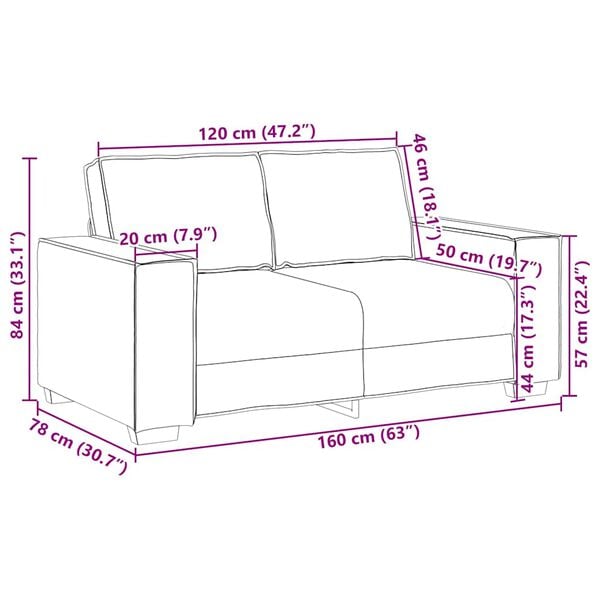 vidaXL 2-Seater Sofa Black 120 cm Velvet