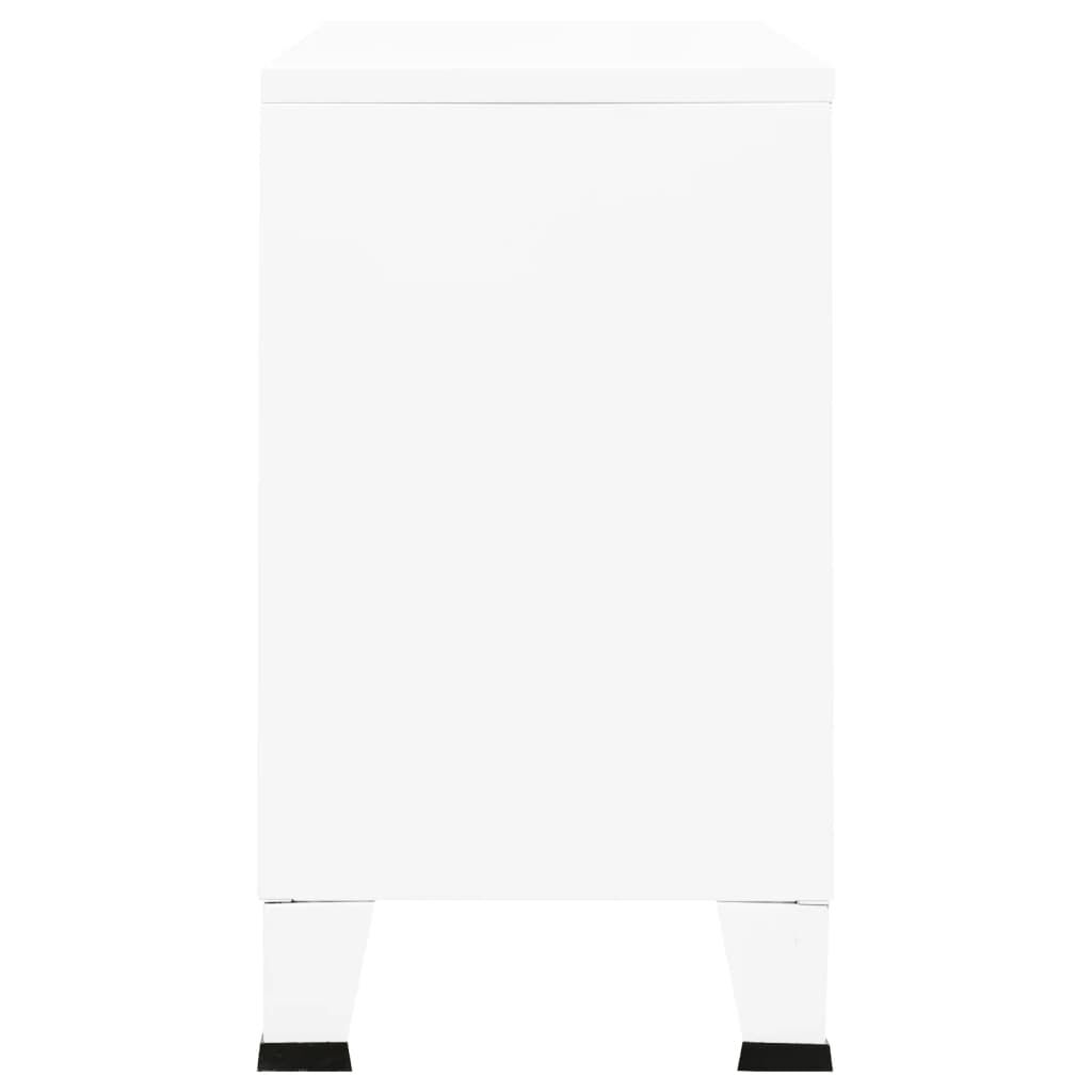 vidaXL Industrial Sideboard White 105x35x62 cm Metal and Glass
