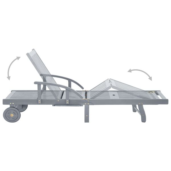 vidaXL Garden Sun Lounger with Cushion Solid Acacia Wood