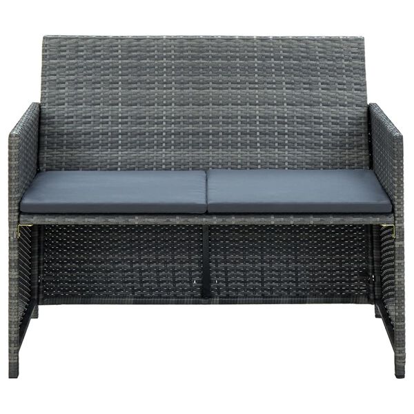 vidaXL 4 Piece Garden Lounge with Cushions Set Poly Rattan Grey