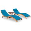 vidaXL Sun Loungers 2 pcs with Table and Cushions Solid Wood Acacia
