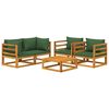 vidaXL 5 Piece Garden Lounge Set with Green Cushions Solid Wood
