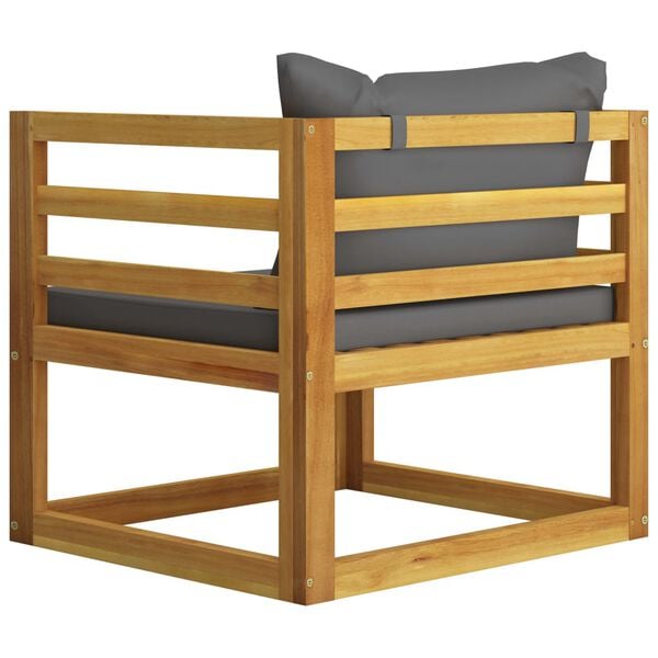 vidaXL Garden Chair with Dark Grey Cushions Solid Acacia Wood