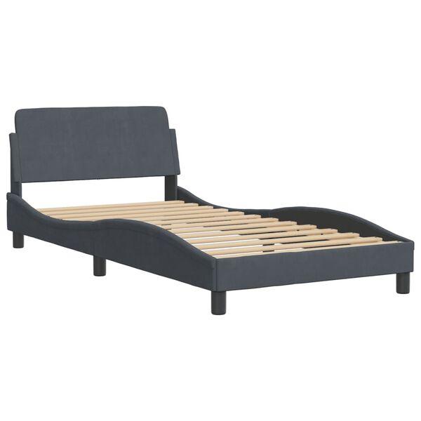 vidaXL Bed Frame "Dover" Dark Grey 100x190 cm Velvet
